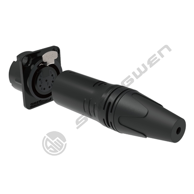 IP40 실내 오디오 케이블 플러그 7핀 XLR 암 소켓 커넥터, 3.5mm 금도금 컨덕터 쉘 및 높은 내구성