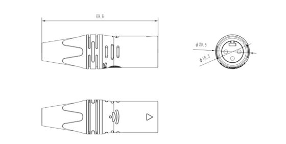 Indoor Protection DMX Signal Wire Class Ip40 High Quality XLR Audio Connector 3 Pin Male Plug