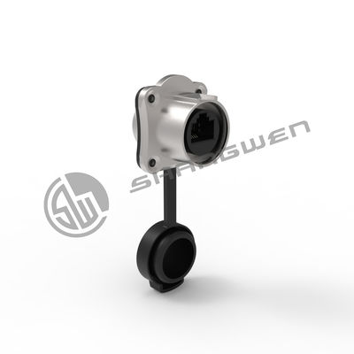 Outdoor IP67 Rated 8-Pin Network Bridge RJ45 Connectors Socket 8 Core Male Signal Chassis Connector Metal Card Buckle Connectors