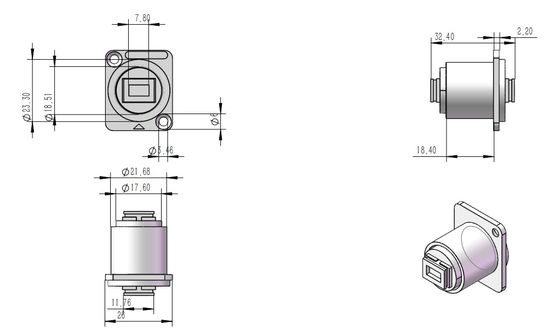 D-Size Silver SC Fiber Optic Panel Mount Coupler Fixed Adapter for Single Mode Network Female to Female SC USB Coupler