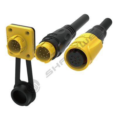 M19 Series Push-pull Self-locking Yellow Connection Industrial 9 Pin Female Male Plug Signal  Connector