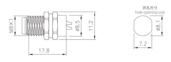 Industrial Grade M8 Male Back Mount Socket(Solder,Screw M8*1) IP67